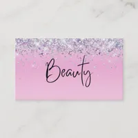 *~* BEAUTY  Hologram Holograph  Pink Glitter Business Card