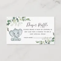 Eucalyptus Elephant Baby Shower Diaper Raffle  Enclosure Card