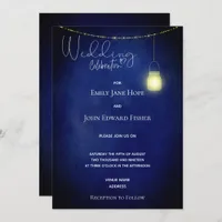 Rustic Navy Blue Watercolor Mason Jar Wedding Invitation