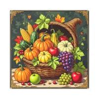 Vintage Autumn Thanksgiving Cornucopia  Metal Print