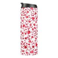 Red Confetti Hearts  Thermal Tumbler