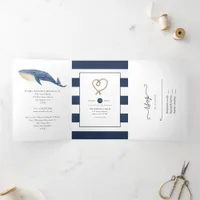 Whale Nautical Wedding Tri-Fold Invitation