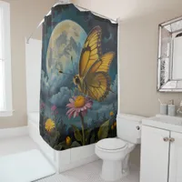 Moonlit Butterfly Nature bathroom Shower Curtain