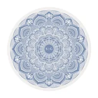 Elegant dusty blue white lace mandala classic edible frosting rounds