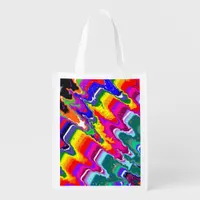 Rainbow Blip Color Burst Fluid Art Grocery Bag