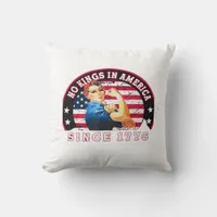 No Kings In America Since 1776 USA Flag Save  Esse Throw Pillow