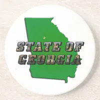 State of Georgia Map Outline and Picture Text Coaster