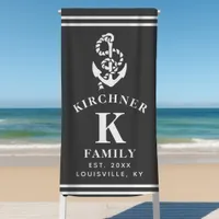 Nautical Anchor Beach House Family Name Gray Beach Towel