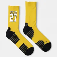 Sports Team Name Number Yellow White Basketball Socks