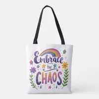  Title Embrace the Chaos Tote Bag, Positive Vibes,