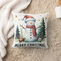 Snowman Christmas Throw Pillow