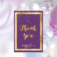 Purple gold birthday thank you card