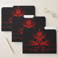 Romantic, Elegant Vintage Red Damask  File Folder