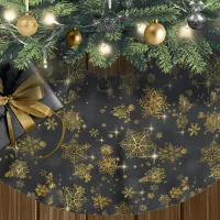 Prettiest Snowflakes Pattern Black/Gold ID846  Brushed Polyester Tree Skirt