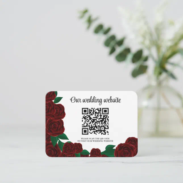 Romantic Fall outdoor wedding beautiful Red roses Enclosure Card