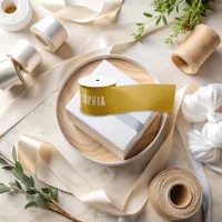 Golden Yellow Color With Your Name Satin Ribbon