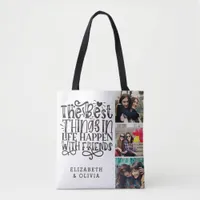 Trendy Typography Best Friends Names Photo Collage Tote Bag