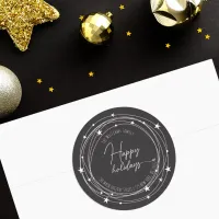 Minimalist Wreath of Stars Dots Holiday Address Classic Round Sticker