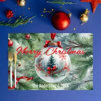 Christmas Bauble and Pine Branches Paper Placemat