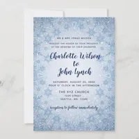 Glitter Blue Snowflakes winter wedding invitation