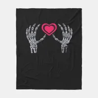 Skeleton Hands Heart Cute Fleece Blanket