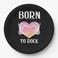 Skeleton Hands Heart Graphic Minimal Style Paper Plates