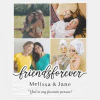 best friends forever cute 4 photos collage Black Fleece Blanket