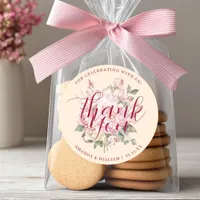 Modern Classy Pink Roses Flowers Thank You Favor Classic Round Sticker