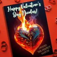 Burning heart - Customizable Valentines Day Foil Holiday Card