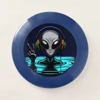 Alien Headphones giving Peace Sign  Wham-O Frisbee