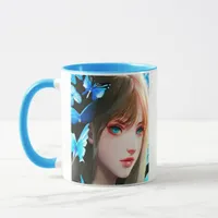 Pretty Women with Blue Butterflies Personalized Mug