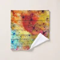 Butterflies on a Colorful Rustic Wood Wash Cloth