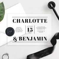 Modern Bold Black Horizontal Wedding Acrylic Invitations