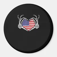 Skeleton Hand Heart 4th Of American Flag Patriotic Magnet
