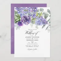 Tropical Eucalyptus Succulents Wedding Photo Invitation