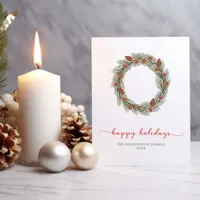 Modern Elegant Typography Happy Holidays Wreath