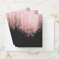 Cascading Lights Monogram Rose Gold ID789 Pocket Folder