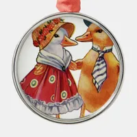 Vintage Duck Couple Metal Ornament