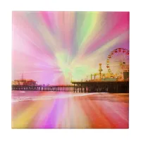 Santa Monica Pier Pink Explosion Ceramic Tile