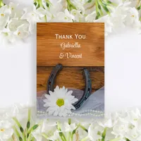 White Daisy Horseshoe Western Wedding Thank You