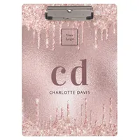 Logo rose gold monogram initials business clipboard