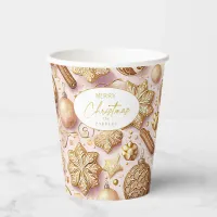 Pink Gold Christmas Pattern#12 ID1009 Paper Cups