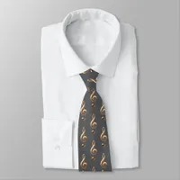Treble Clef Music Lover's Gray Patterned Neck Tie