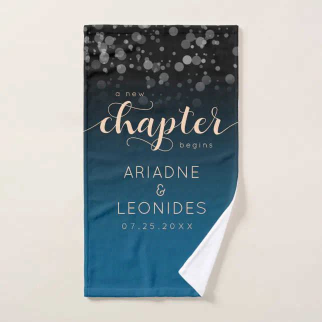 Elegant Peach Oceanic Blue Wedding A New Chapter Bath Towel Set