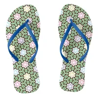 Playful Multi-Colored Geometric Flower Garden Flip Flops