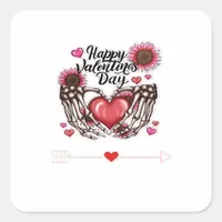 Skeleton Hands Valentines Day Classic Style Square Sticker