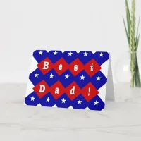 Best Dad Stars & Diamonds Typography Red & Blue Card