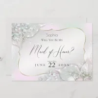 Will You Be My Maid of Honor Wispy Pink Shimmer Invitation