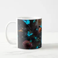 Blue Butterflies on Orange Plants Coffee Mug