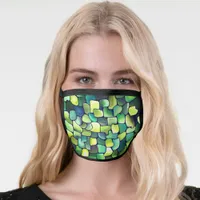 Contemporary Modern Abstract Green Tiles Face Mask